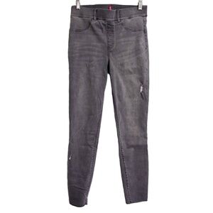 SPANX Distressed Denim Leggings Vintage Grey Pull On Raw Hem Jeggings Pants M
